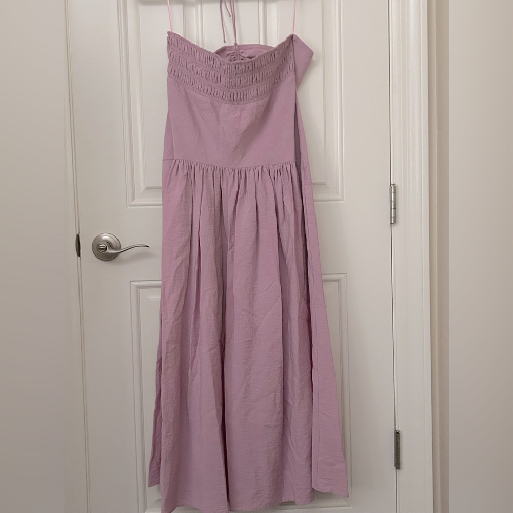 NWOT VINCE Ruched Halter Neck Dress w/ pockets Size XL Lavender Color - Picture 5 of 10